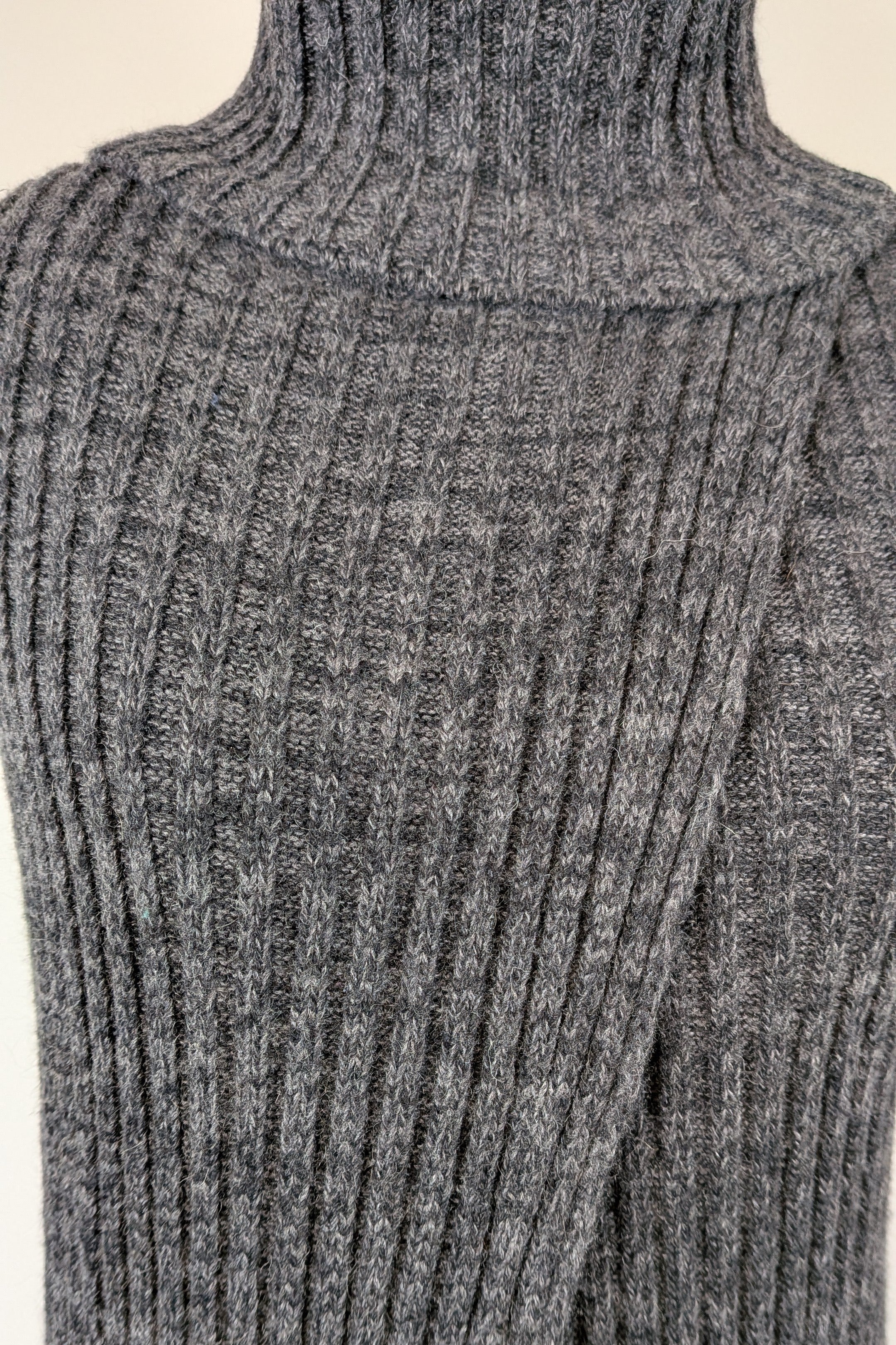 Country Road Grey Wool Cashmere Blend Rib Knit Sleeveless Turtleneck Jumper Size XS