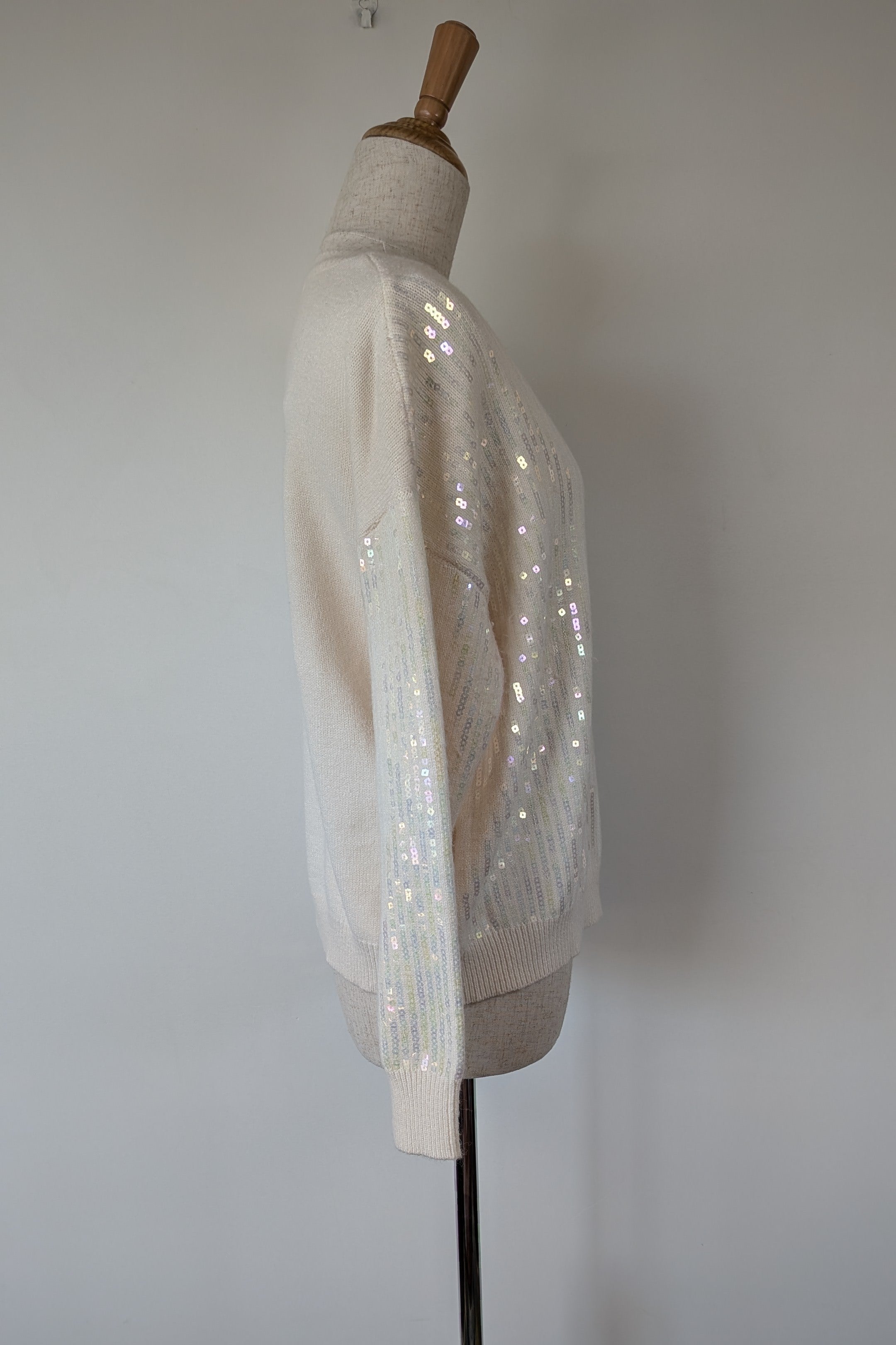 Vine Apparel White Wool Blend Iridescent Sequin Jumper Size M/L