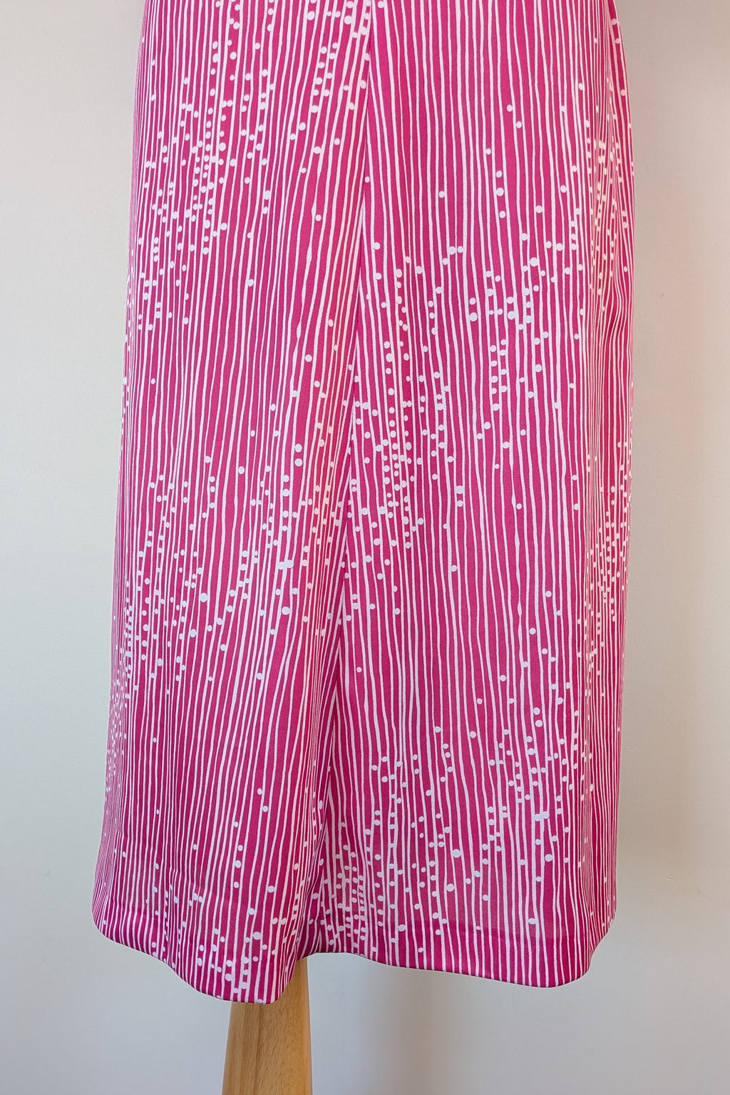 Vintage 80s Debra Fashions Melbourne Pink & White Abstract Pattern Shirtwaister Dress Size 10/12