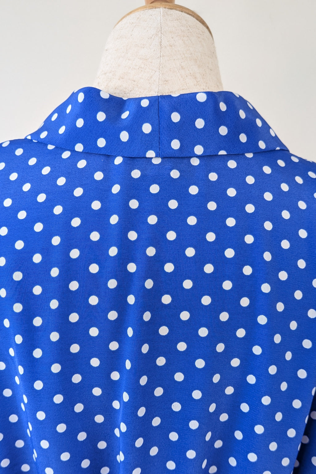 Vintage 80s Today's Classics Blue & White Polka Dot Pleated Tea Dress Size 12