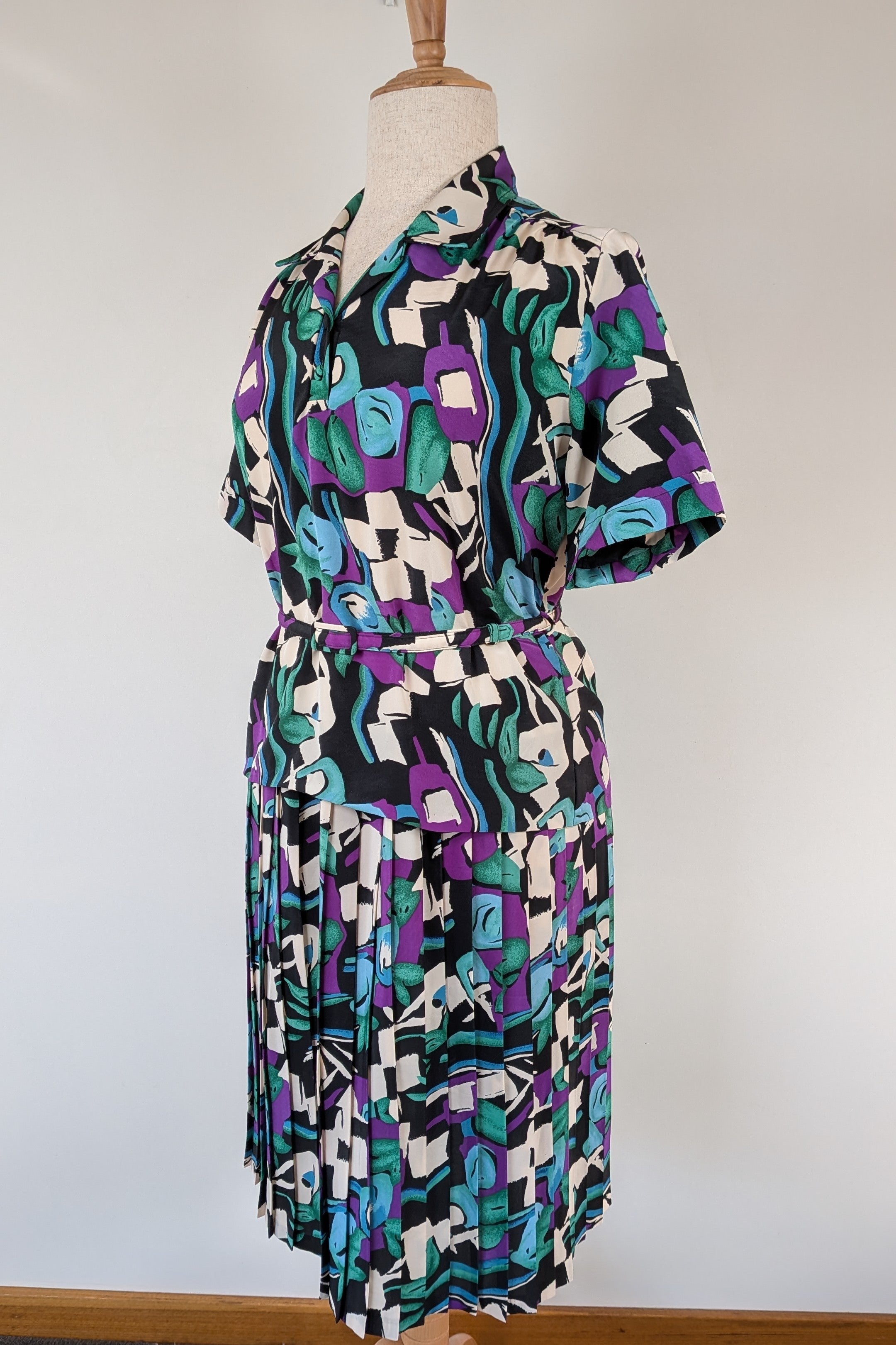 Vintage 80s Styled By Antonia Abstract Pattern Dress Size 16