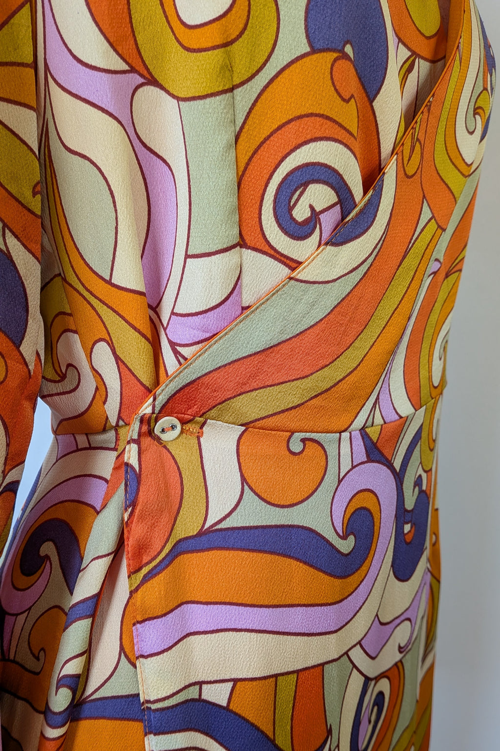Never Fully Dressed Retro Groove Orange Wrap Midi Dress Size S