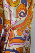 Never Fully Dressed Retro Groove Orange Wrap Midi Dress Size S