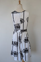 Orientique Black White Arty Linen Cotton Dress Size 10