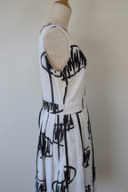 Orientique Black White Arty Linen Cotton Dress Size 10