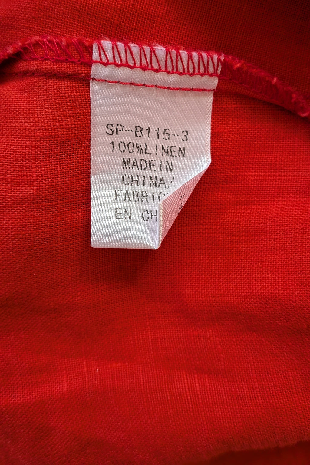 Soul Sparrow Red 100% Linen Top Size XL