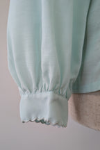 Vintage 70s Robert Lin International Blue Embroidered Blouse Size 10