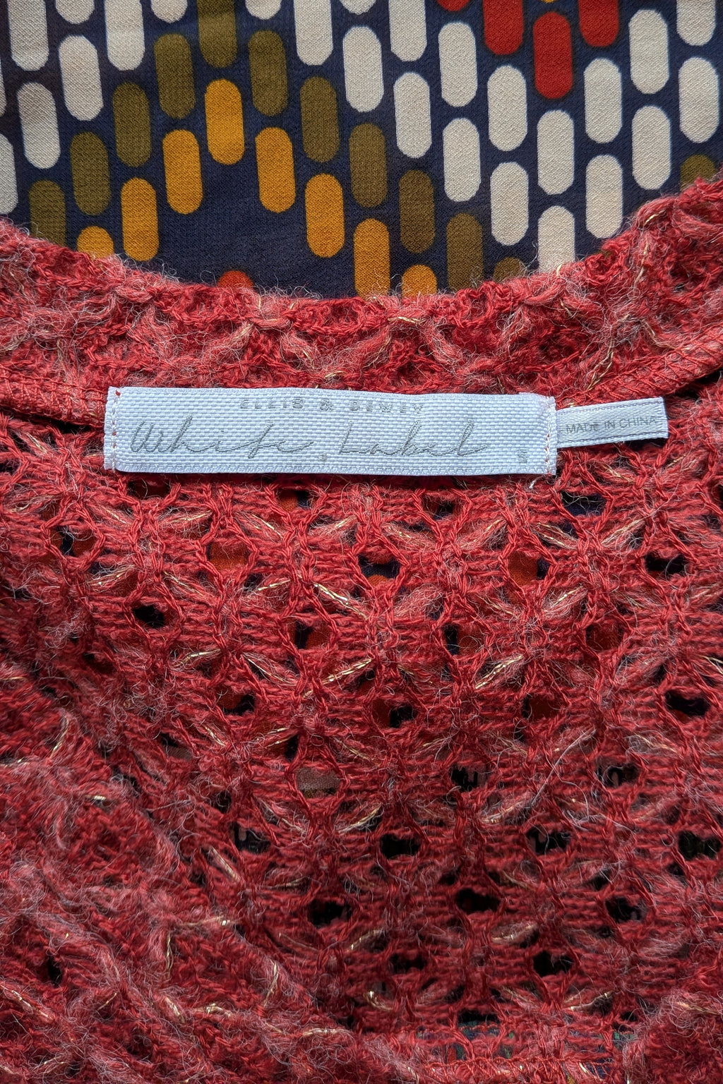 Ellis & Dewey White Label Red Wool Blend Panel Cardigan Size S