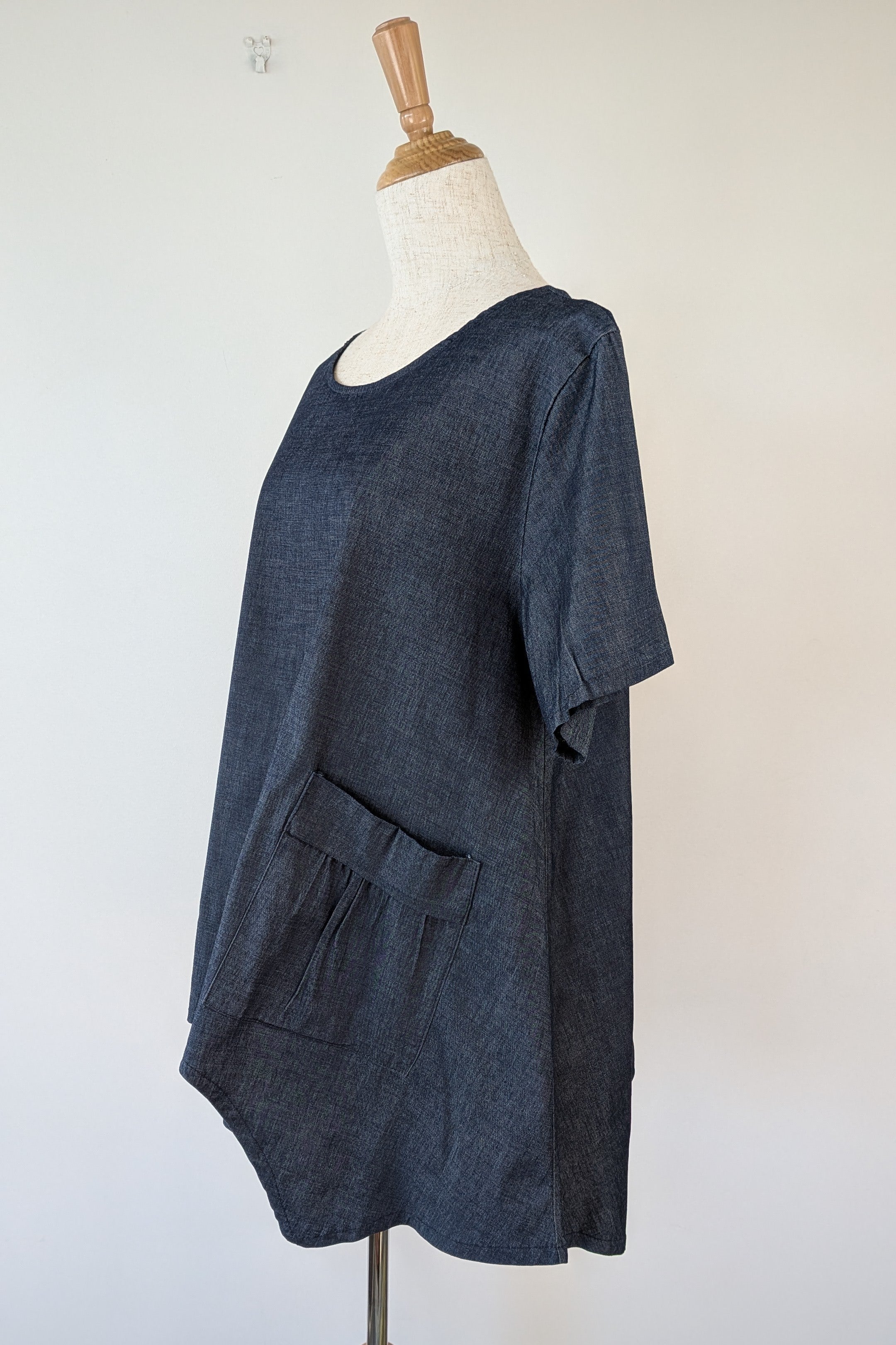 158C Blue Denim Cotton Blend Top in One Size