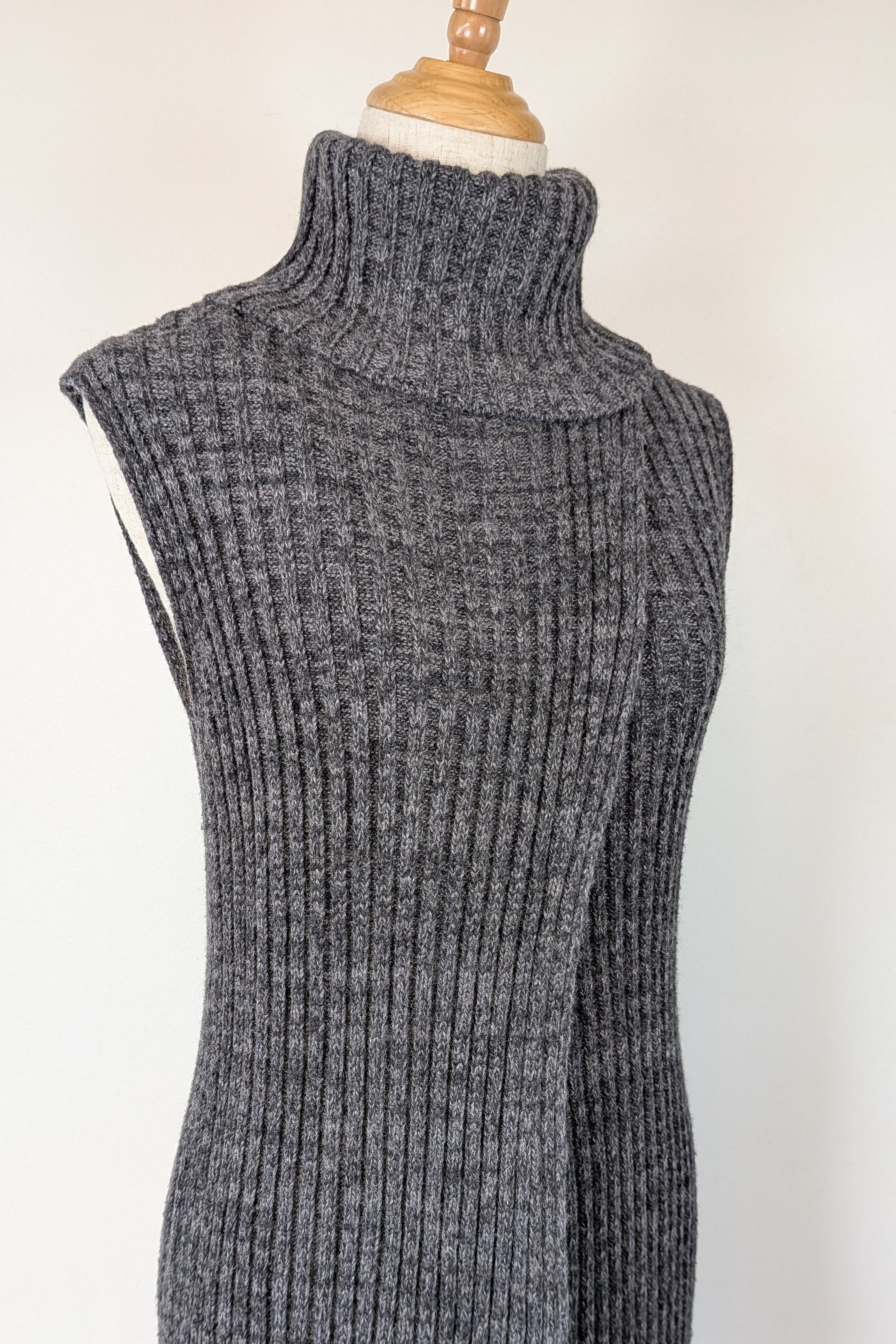Country Road Grey Wool Cashmere Blend Rib Knit Sleeveless Turtleneck Jumper Size XS