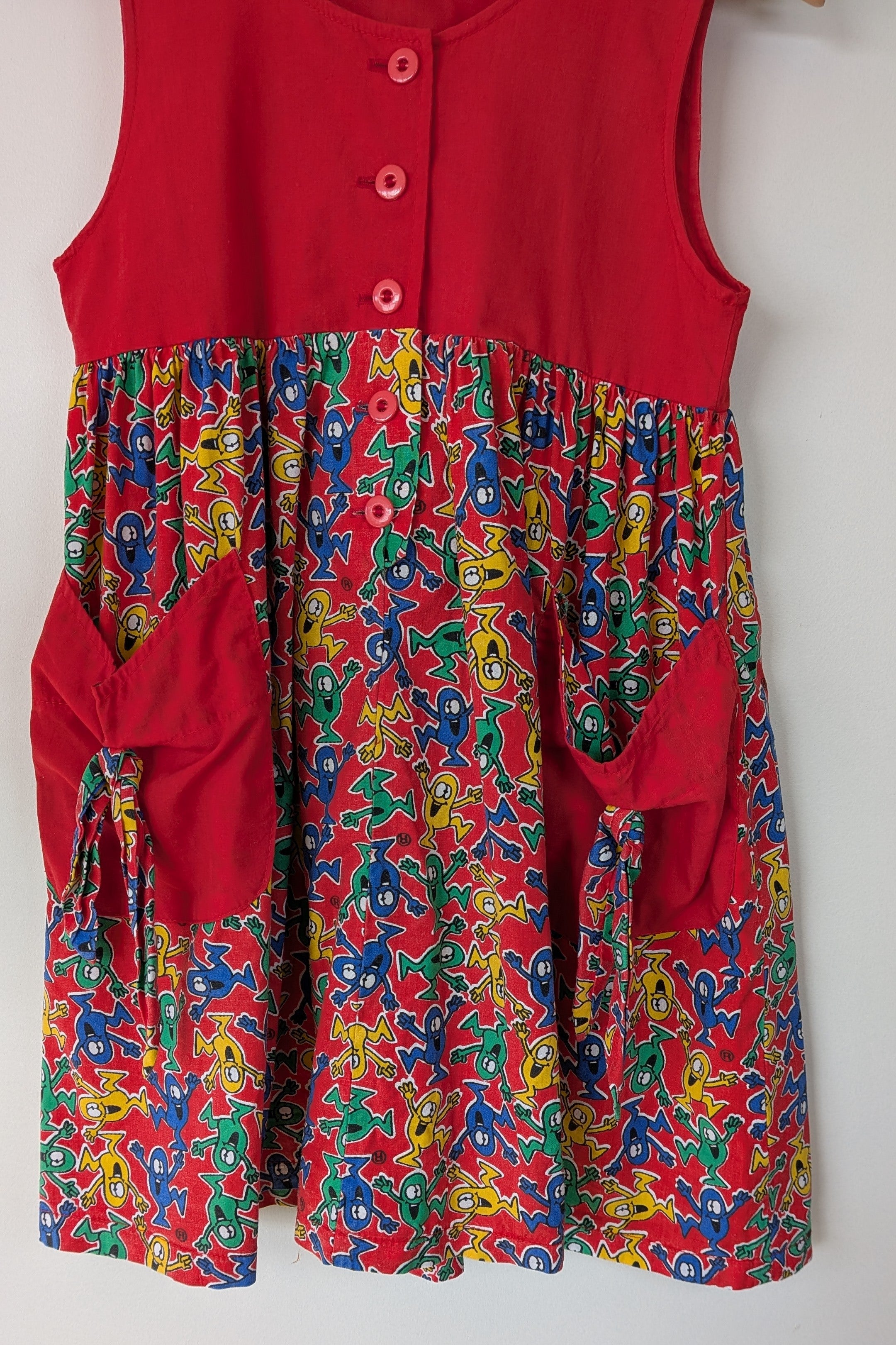 Vintage 80s GJ Design Australia Mr. Men Smock Dress Size 6