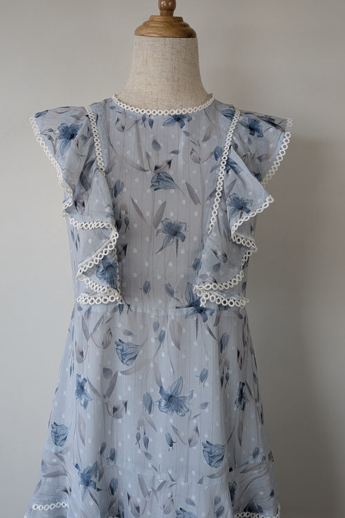 Bardot Junior Sadie Trim Dress in Blue Lily Size 16