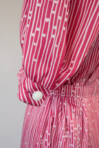 Vintage 80s Debra Fashions Melbourne Pink & White Abstract Pattern Shirtwaister Dress Size 10/12