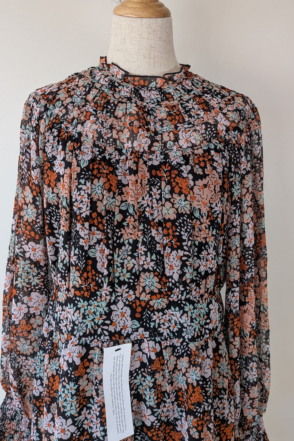 Topshop Floral Print Ruched Mini Dress Sz 14 RRP $80