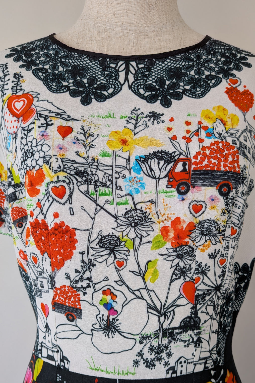 Piccione.Piccione Italian Designer Printed A-Line Dress Size 10/12