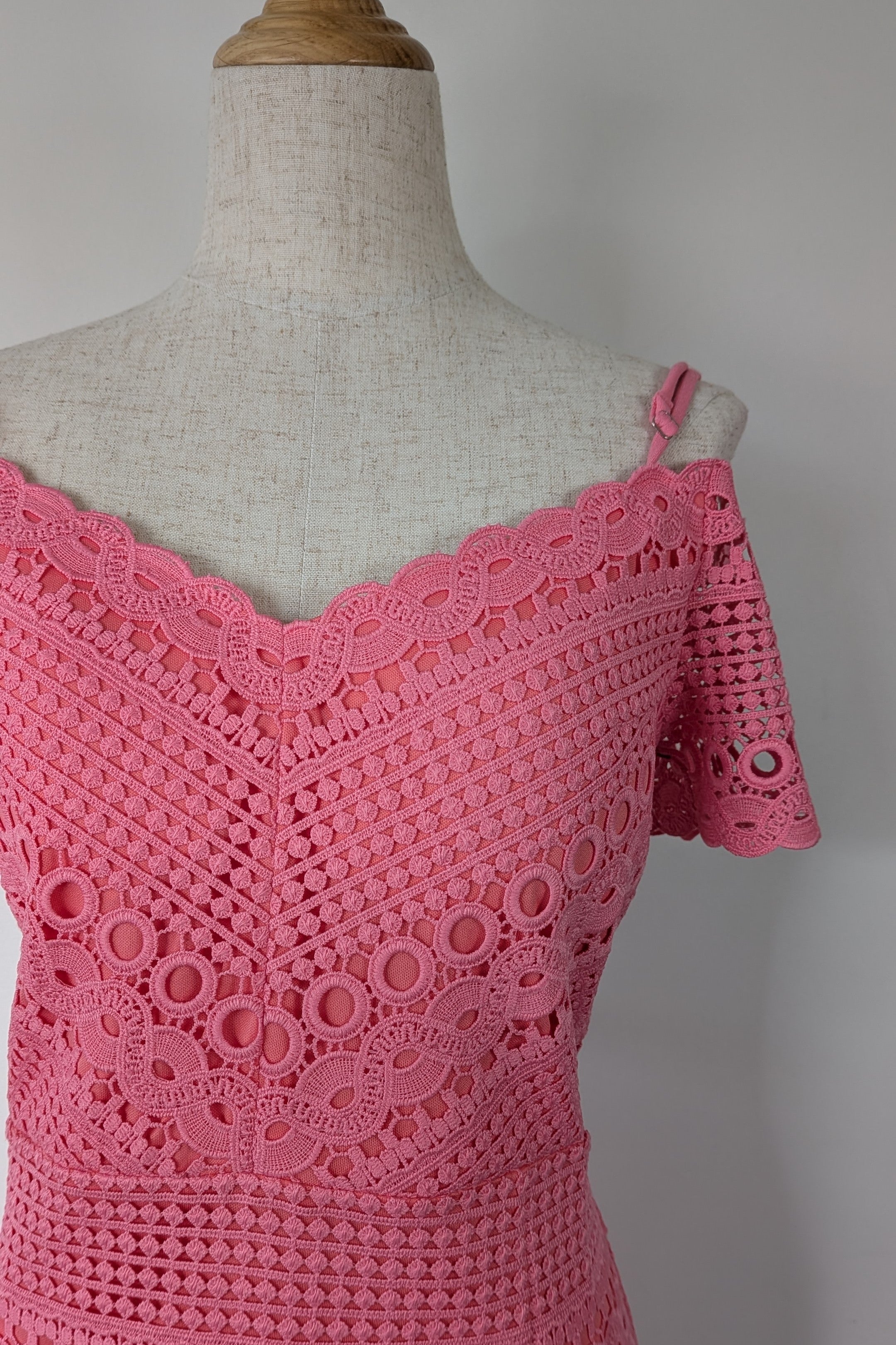 Mei Mei Pink Lace Midi Dress Size 14 Brand New With Tags