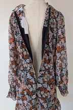 Topshop Floral Print Ruched Mini Dress Sz 14 RRP $80