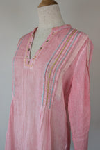 Nemuki Pink Embroidered 100% Cotton Gauze Kurta Tunic Size M
