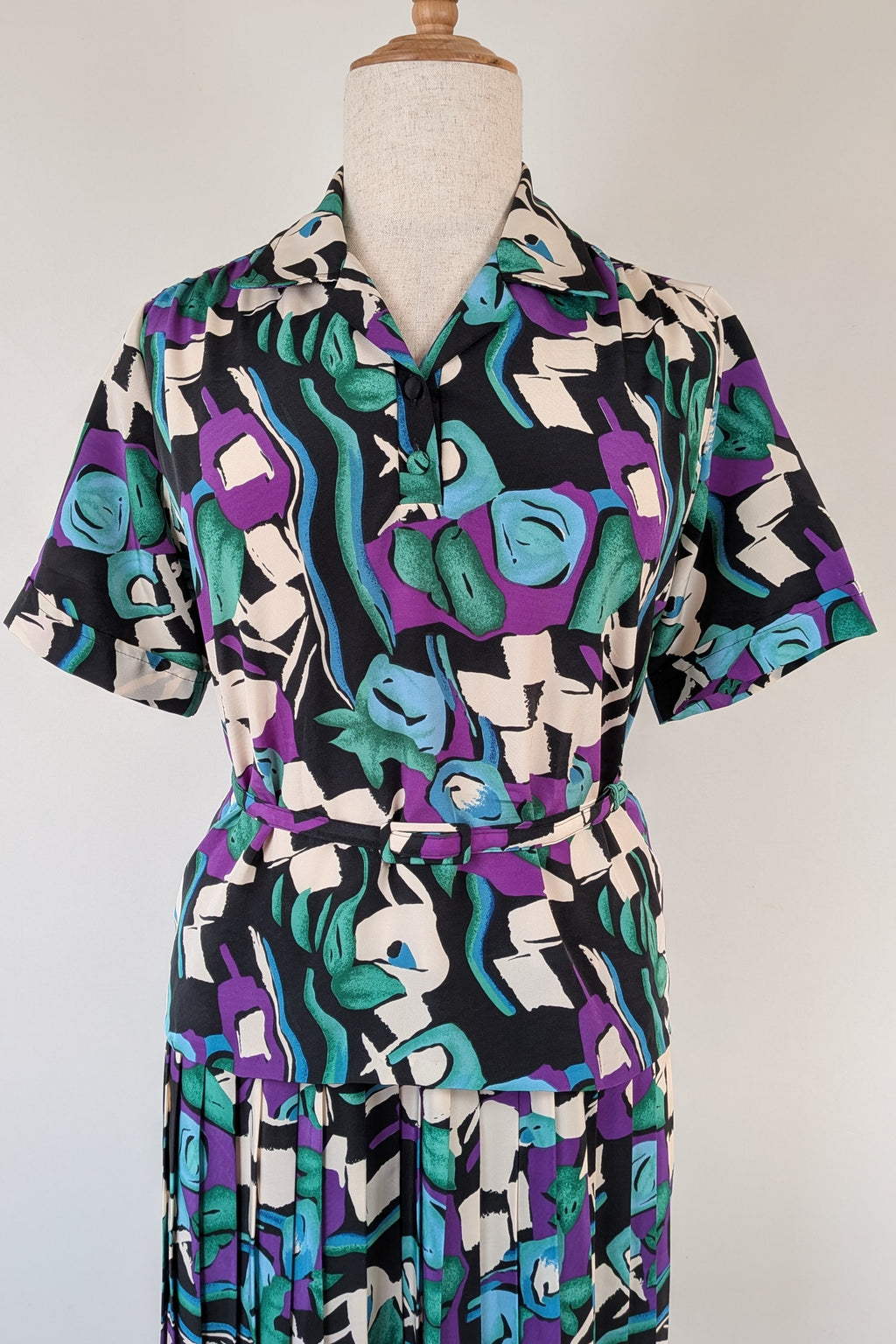 Vintage 80s Styled By Antonia Abstract Pattern Dress Size 16