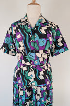 Vintage 80s Styled By Antonia Abstract Pattern Dress Size 16
