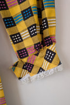 Vintage 70s Handmade Yellow Plaid Fit and Flare Midi Dress Size 4