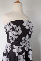 City Chic Strapless Fit and Flare Black Rose Midi Dress Size L