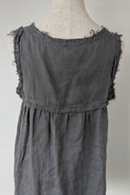 Montaigne Grey Pur Frayed Singlet Top in Linen Size S