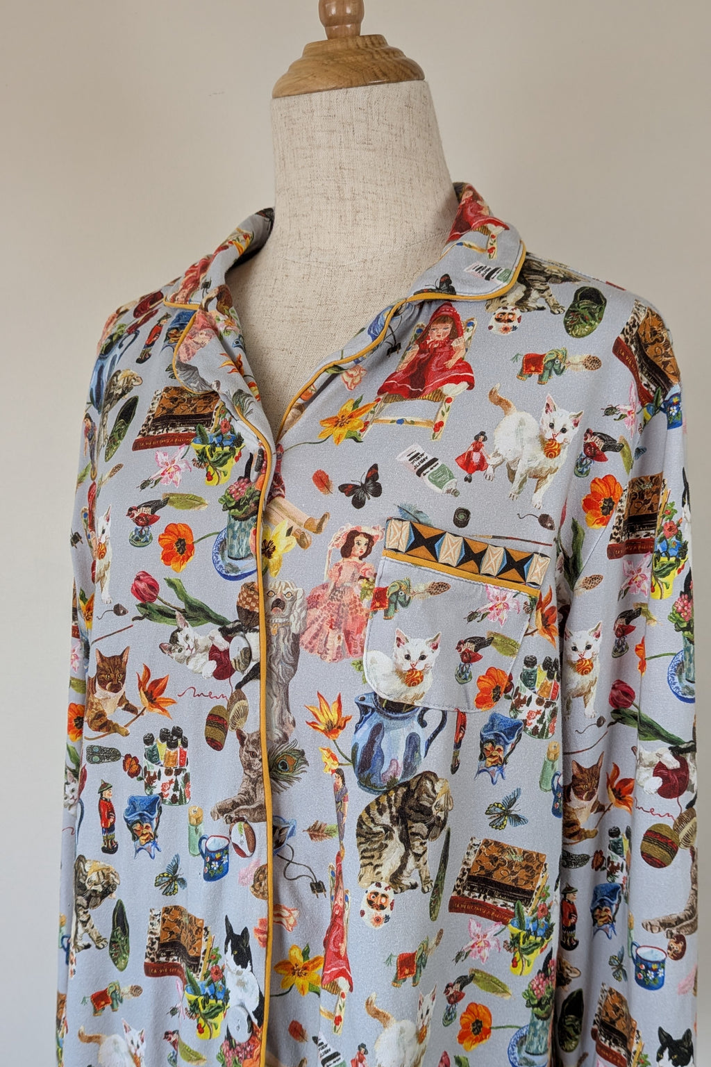 Blue Illusion x Nathalie Lété House of Cats PJ Top Size S