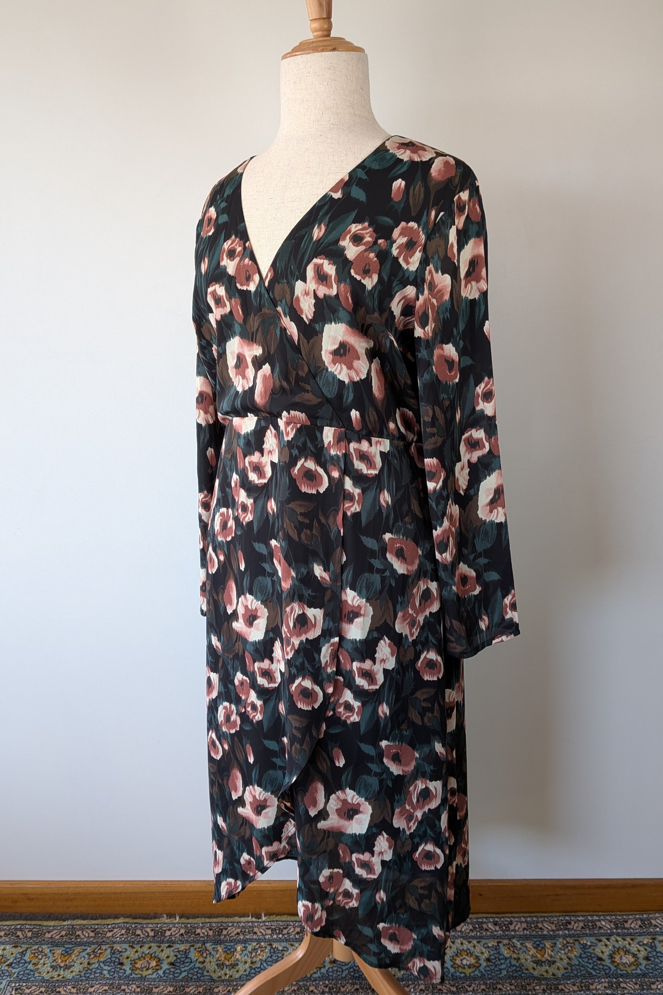 Missguided Floral Print Midi Tea Dress Size 22 Brand New With Tags