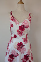 Portmans White & Pink Floral Fit and Flare Dress Size 10