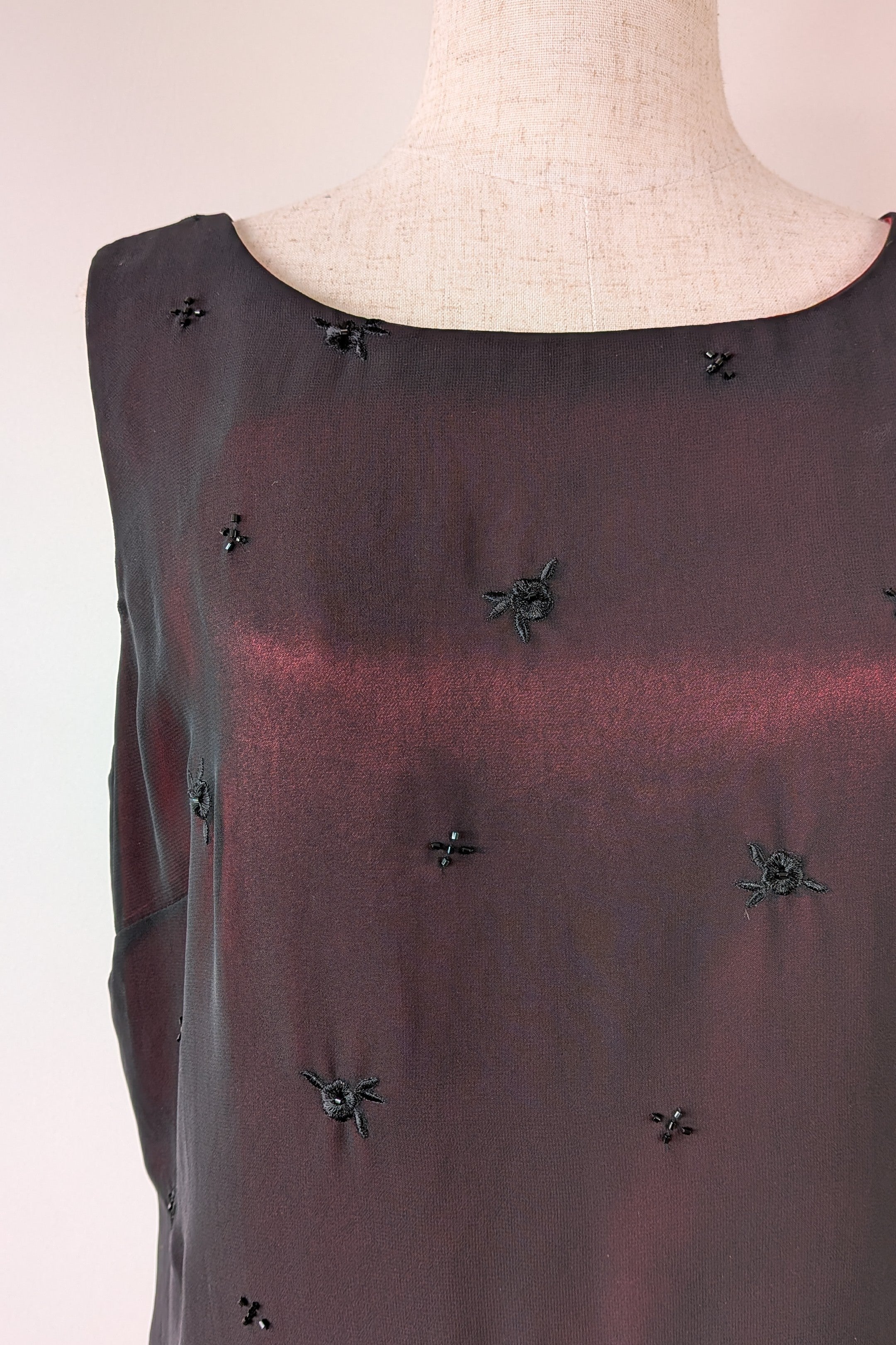 Vintage Y2K Suzanne Grae Red & Black Overlay Dress Size 12