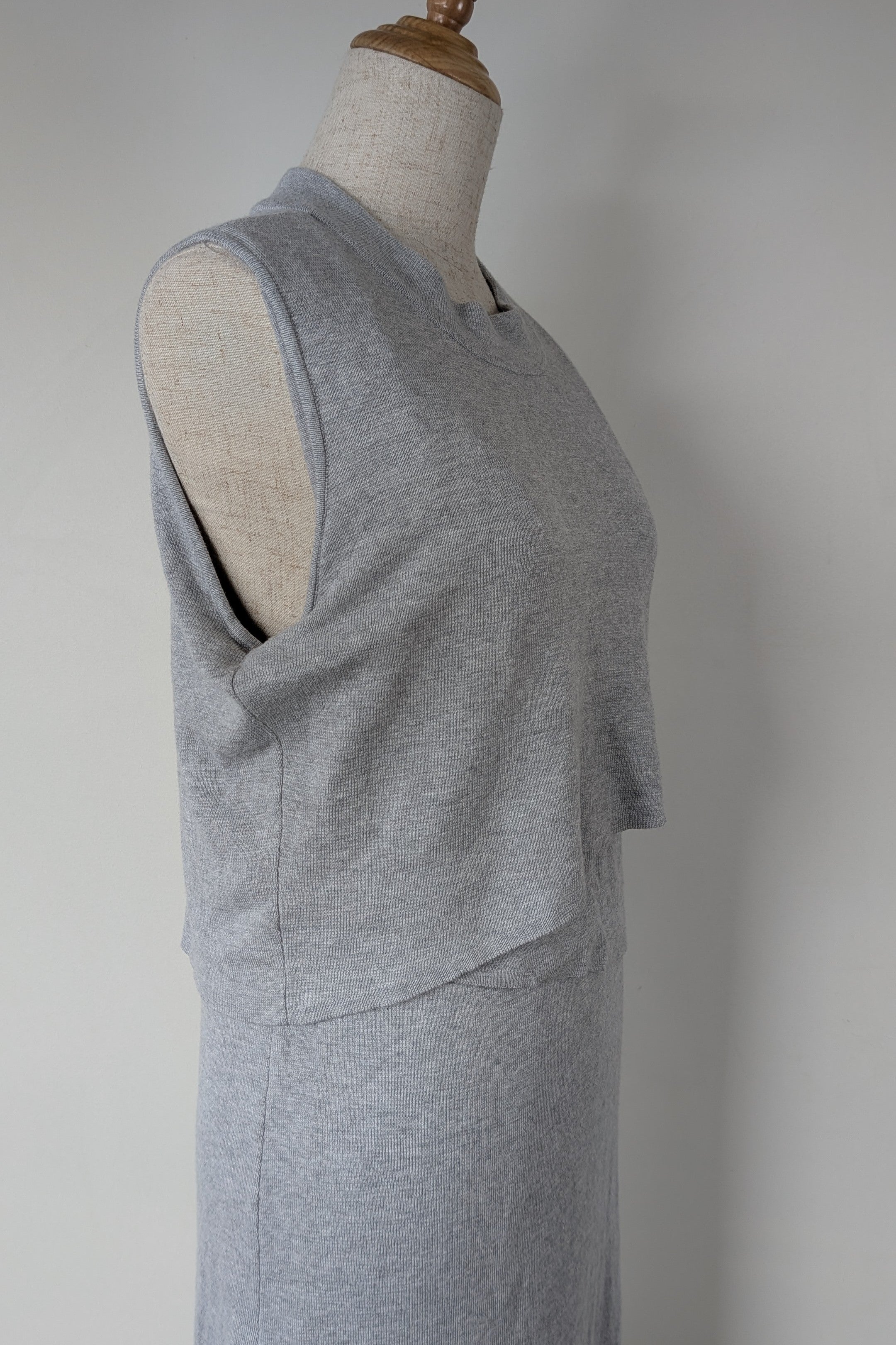 Ripe Maternity Silver Marle Layered Knit Nursing Dress Size M