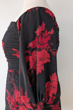 City Chic Crimson Garden Ruched Off The Shoulder Dress Size S