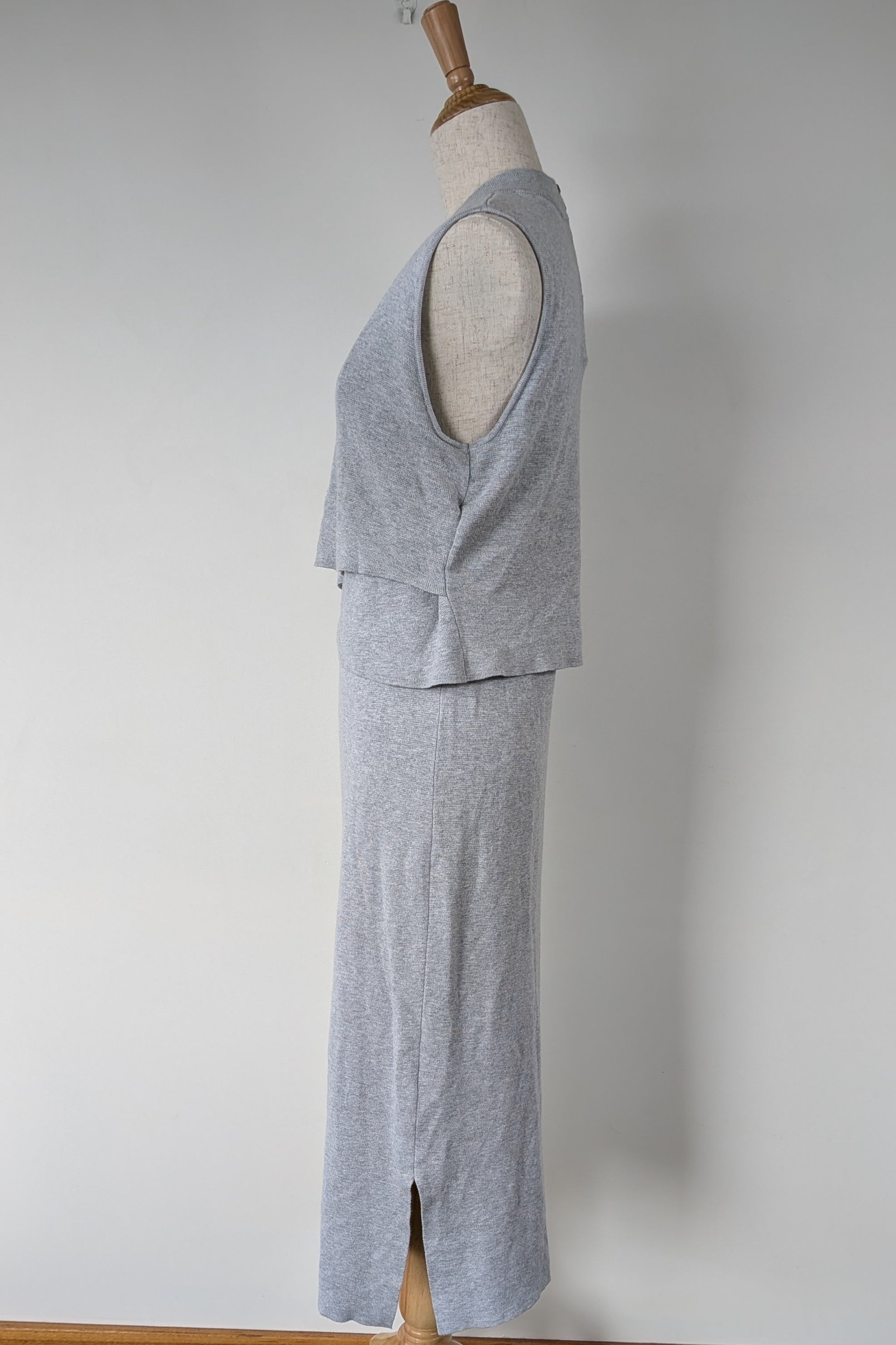 Ripe Maternity Silver Marle Layered Knit Nursing Dress Size M
