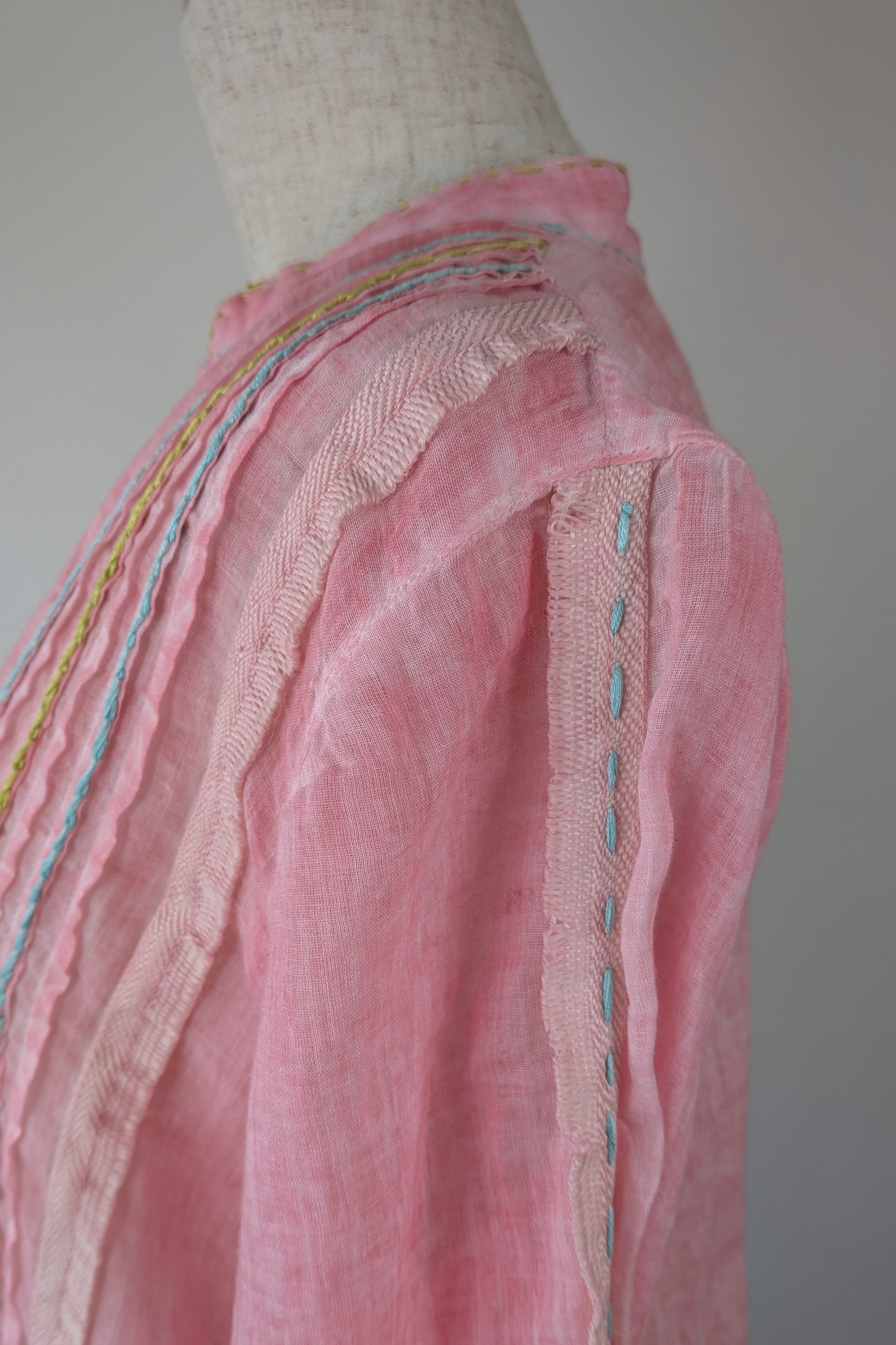 Nemuki Pink Embroidered 100% Cotton Gauze Kurta Tunic Size M