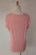 Country Road Geometric Red White Print Top Size S
