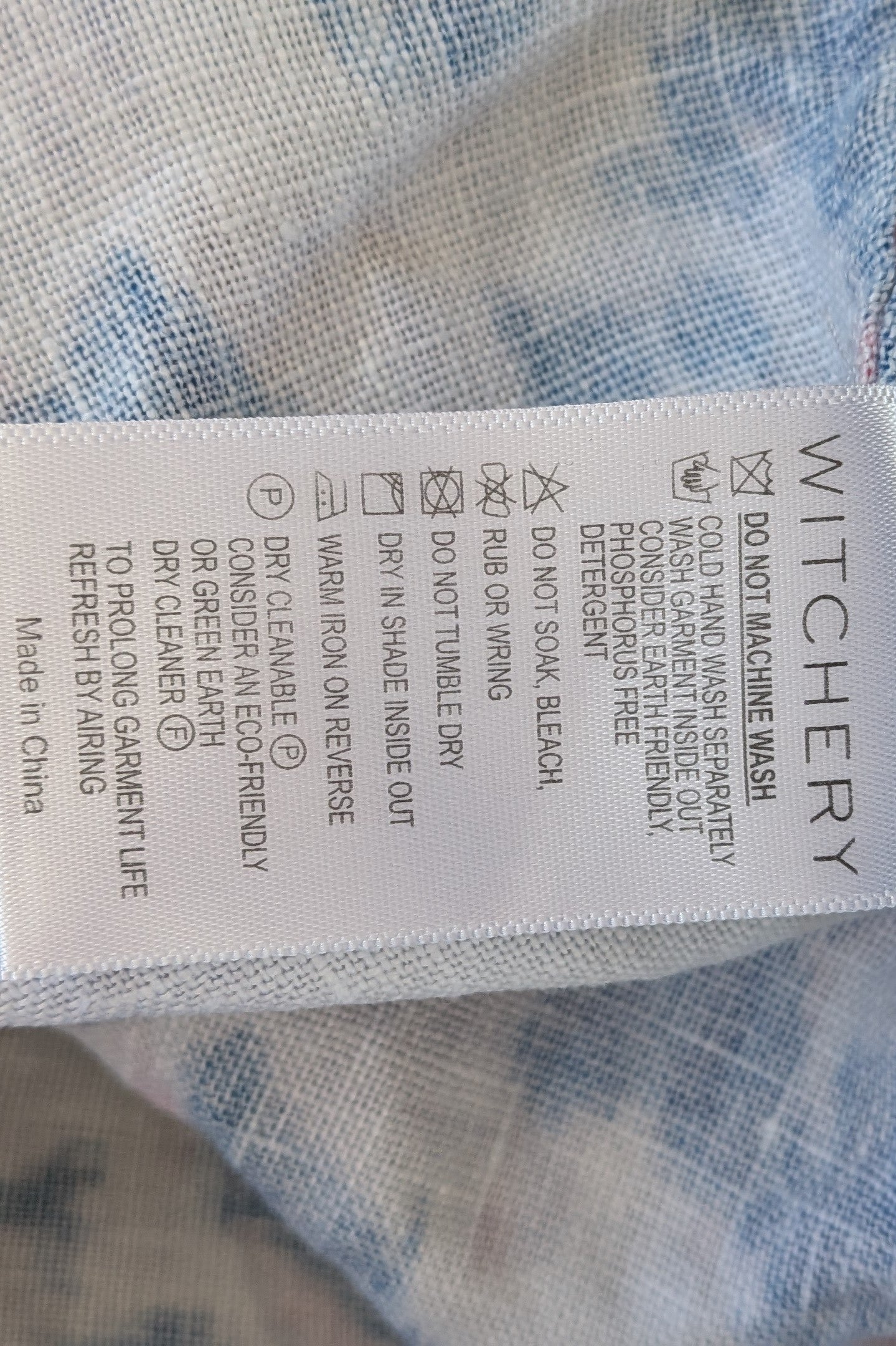 Witchery Linen One Shoulder Watercolour Print Midi Dress with Cut Out Size 16