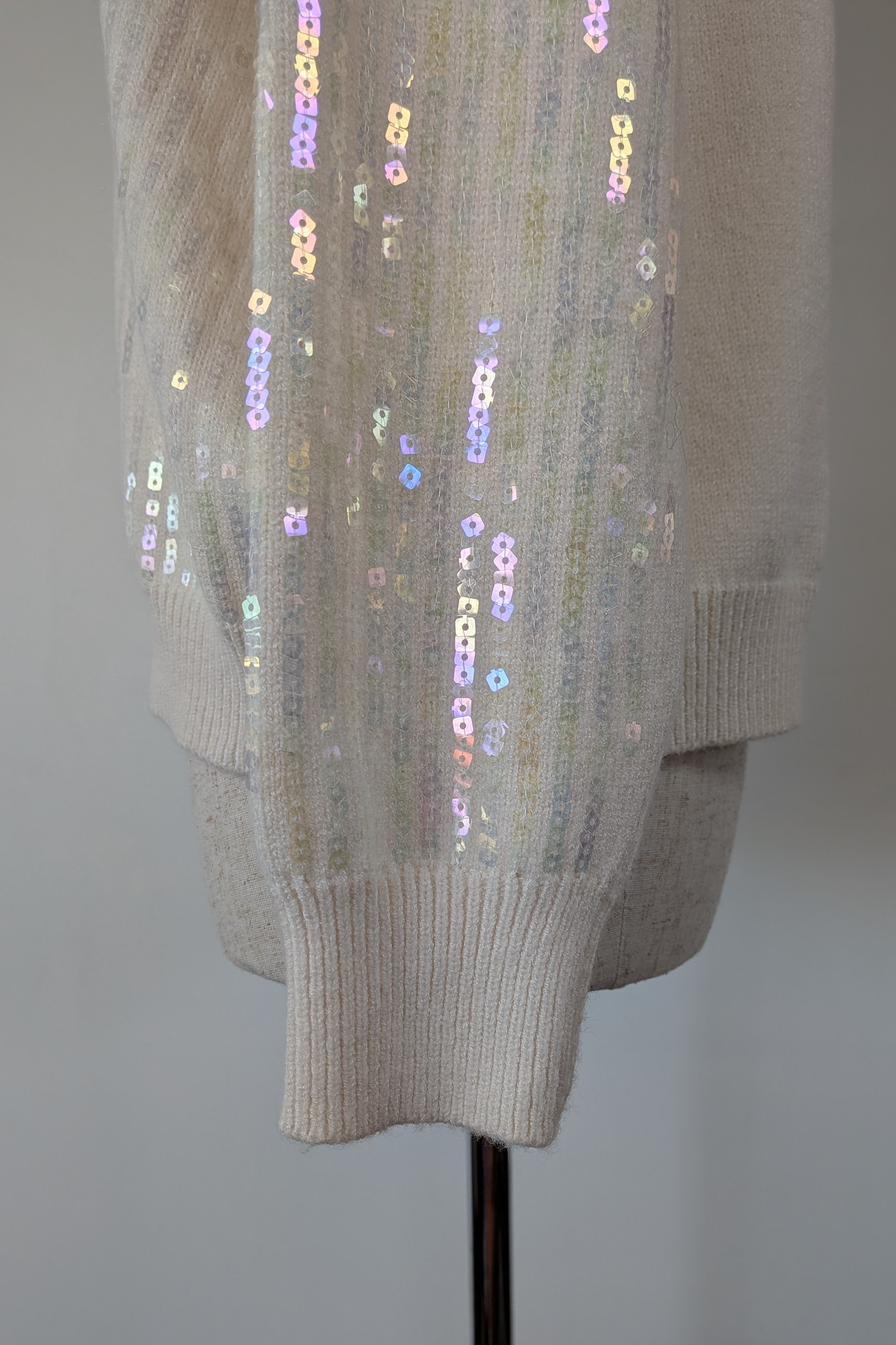 Vine Apparel White Wool Blend Iridescent Sequin Jumper Size M/L