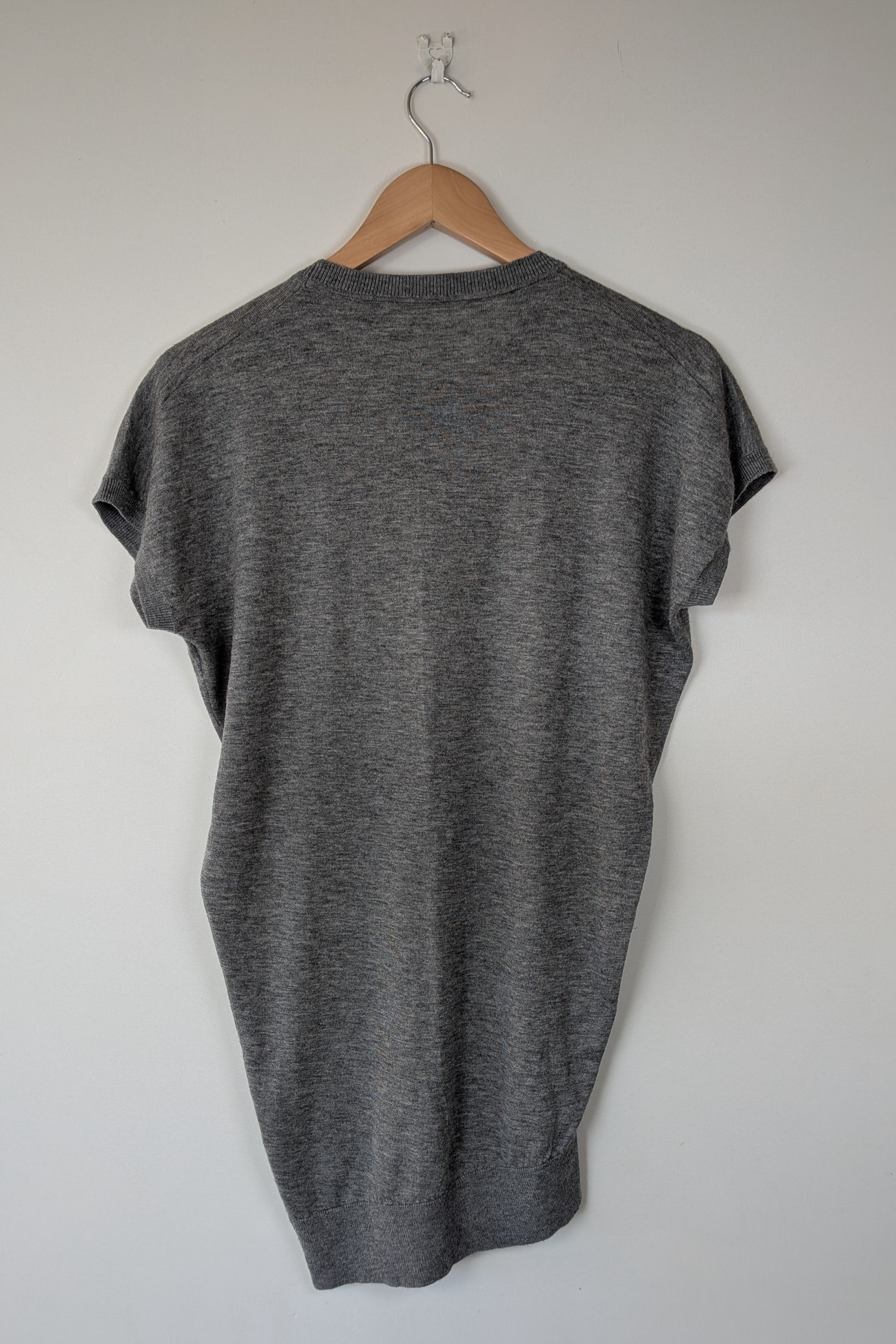 Country Road Grey Merino Wool & Silk Asymmetric Long Knit Top Size XXS