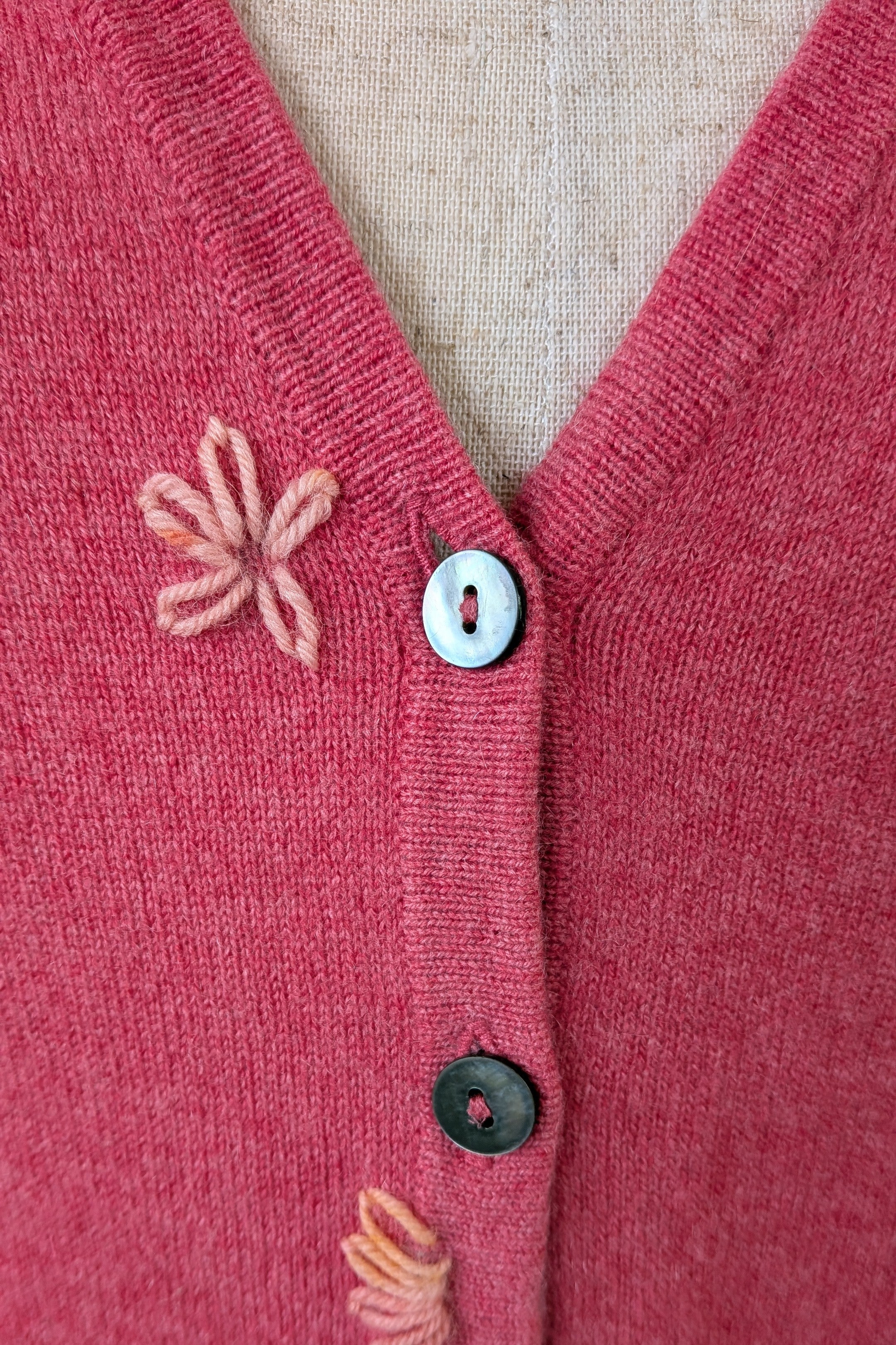 Boden Pink 100% Cashmere Floral Embroidered Cardigan Size 12/14