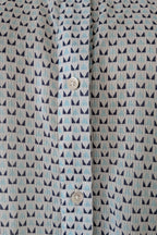 Country Road Blue Geometric Cotton Puff Sleeve Shirt Size S