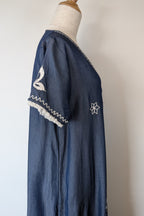 Ruby Yaya Denim Blue Embroidered Kaftan Dress Size M