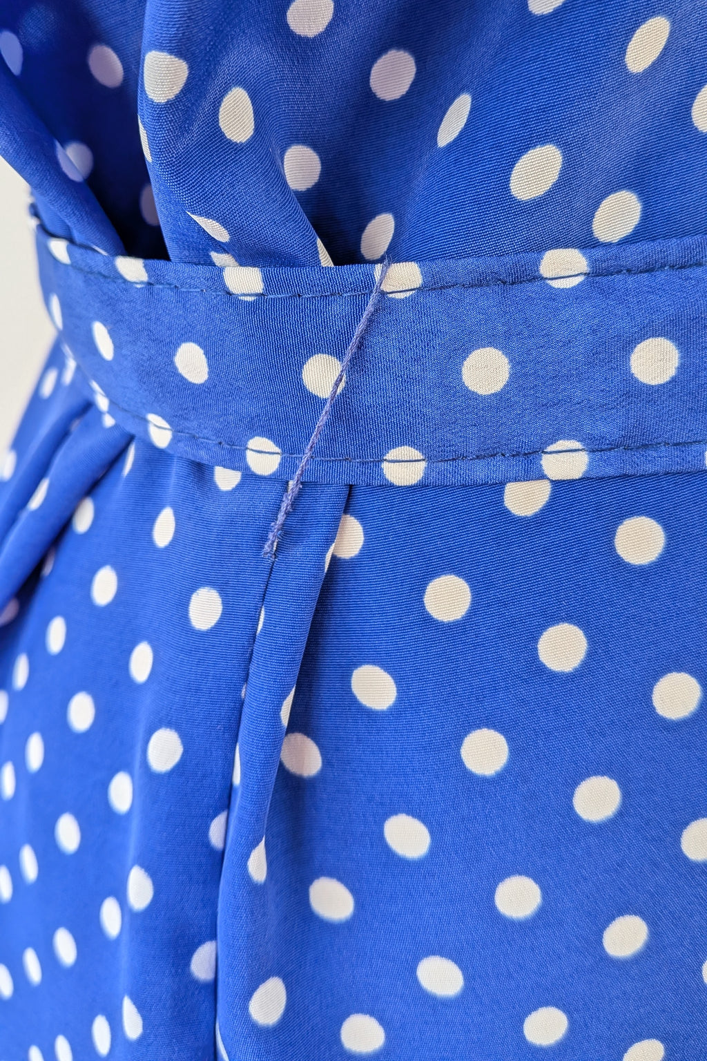 Vintage 80s Today's Classics Blue & White Polka Dot Pleated Tea Dress Size 12