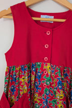 Vintage 80s GJ Design Australia Mr. Men Smock Dress Size 6