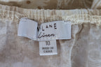 W Lane Linen Blend Beige & White Paisley Print Top Size 10