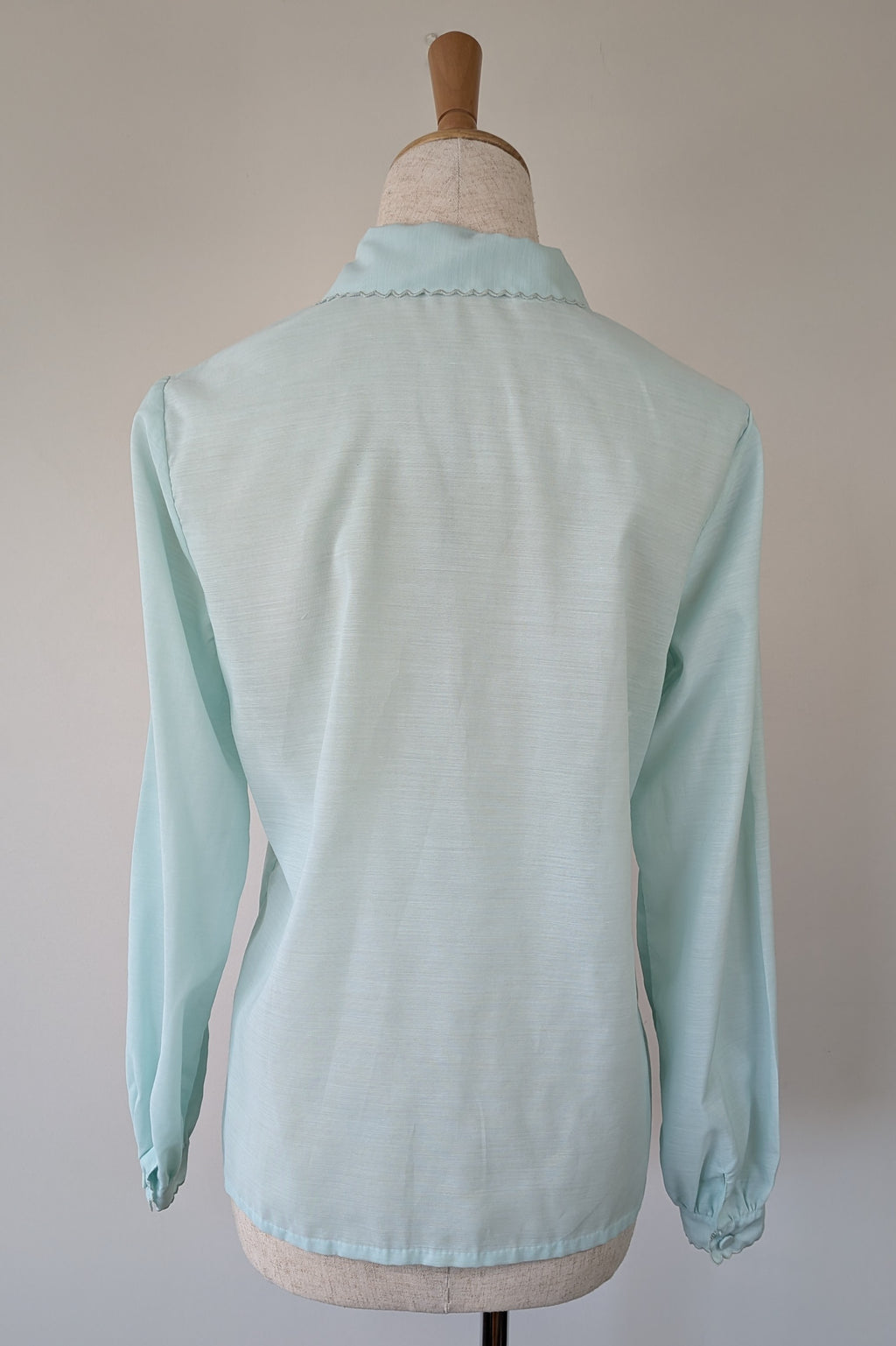 Vintage 70s Robert Lin International Blue Embroidered Blouse Size 10