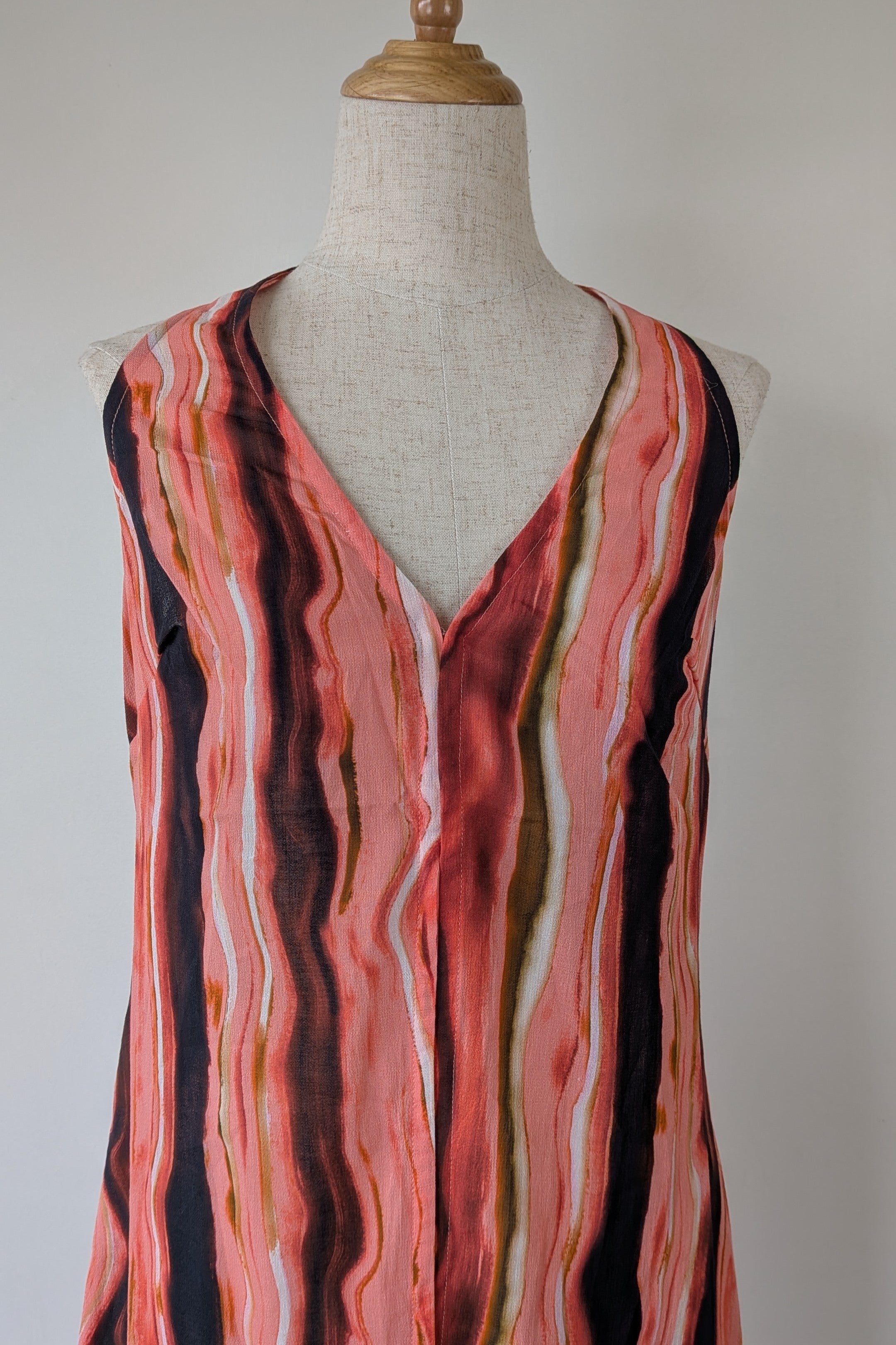 Venroy Crinkle Cotton Halter Vest in Pink Wavy Stripe Size S Brand New With Tags RRP $180