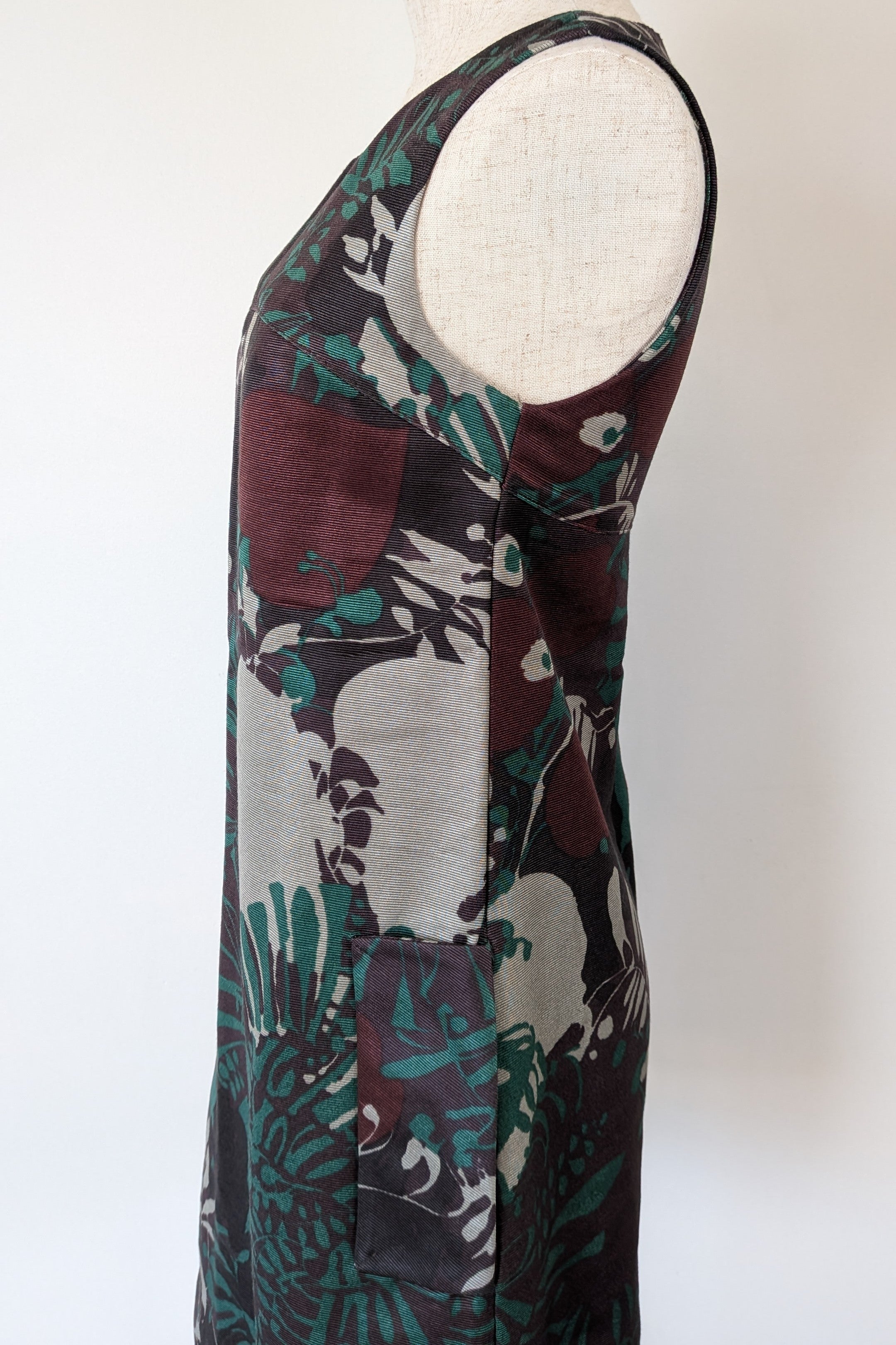 Vintage Cue Botanical Print Shift Dress Size 6