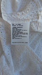 Blue Illusion 100% Organic Cotton White Embroidered Bell Sleeve Shirt Size M