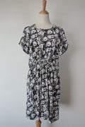 Veducci Linen Blend Floral Monochrome Dress Size 10